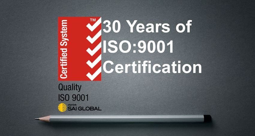 30 Years Of ISO9001 Certification